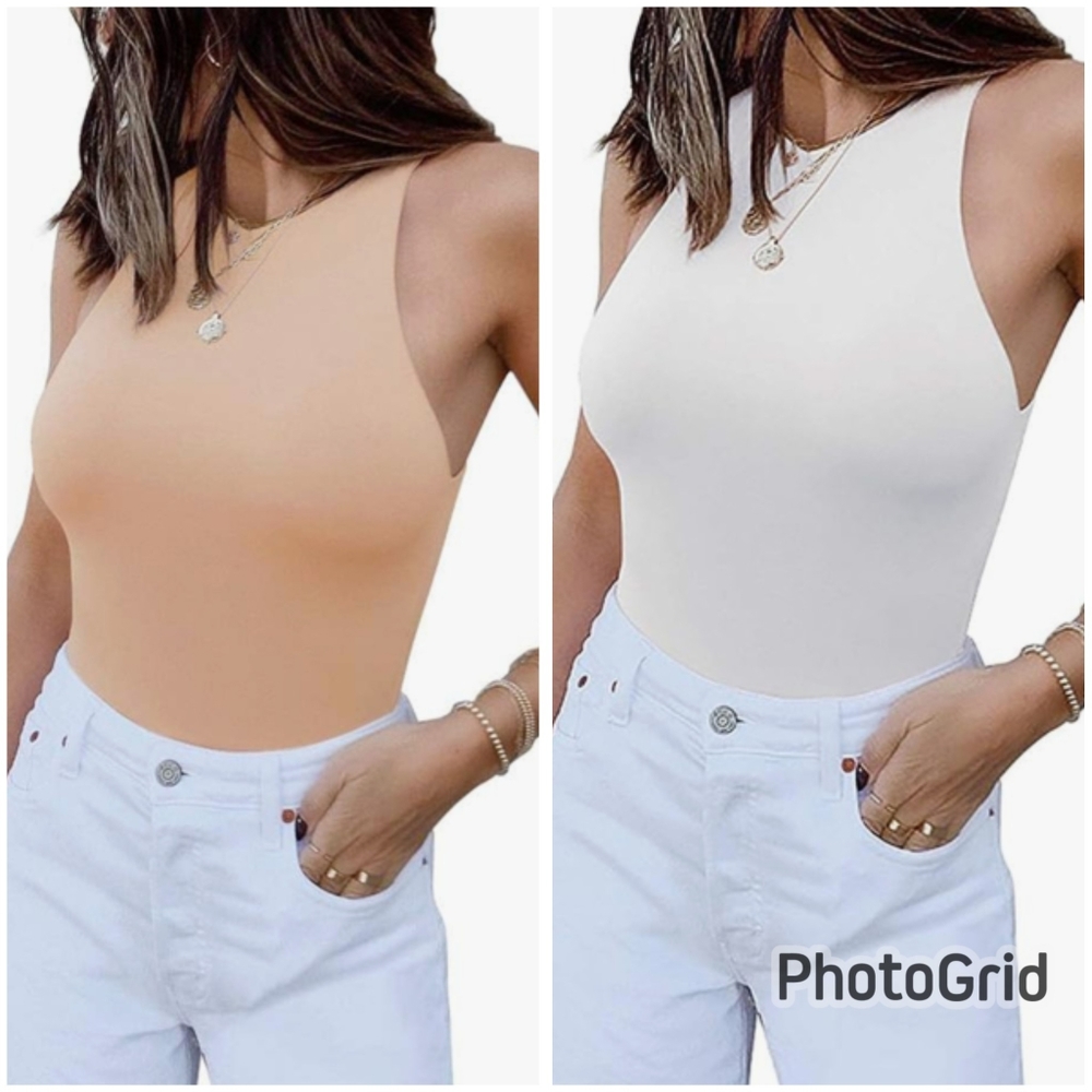EUC Reoria Sleeveless Racer Back Halter Neck Bodysuit Tank Tops